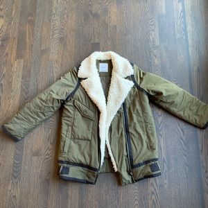 Mango Faux Shearling Puffer Coat
